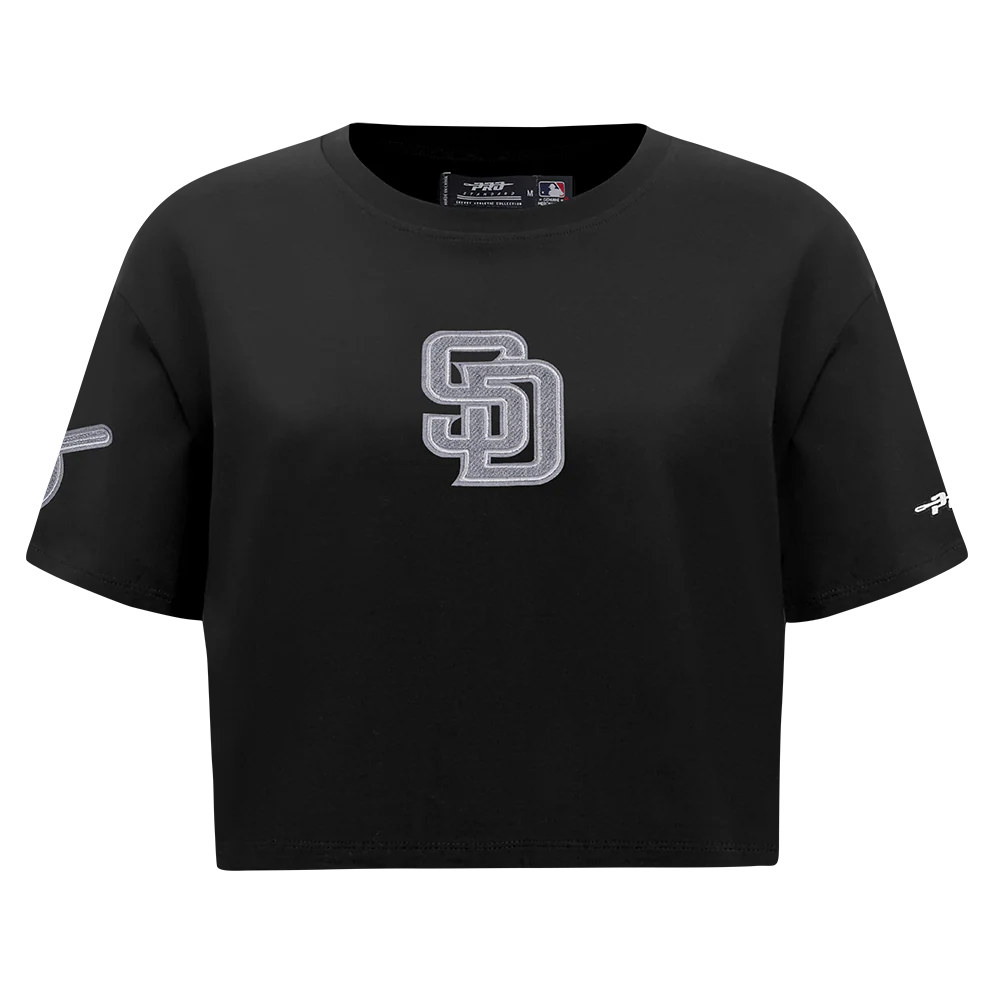 MLB SAN DIEGO PADRES REVERSE FRENCH TERRY WOMEN'S SINGLE JERSEY BOXY TOP (BLACK) - Image 3