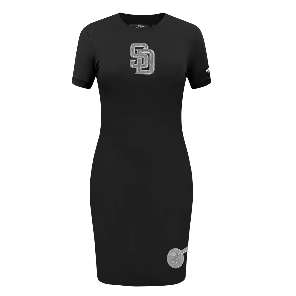 MLB SAN DIEGO PADRES REVERSE FRENCH TERRY WOMEN'S BODYCON DRESS (BLACK) - Image 3