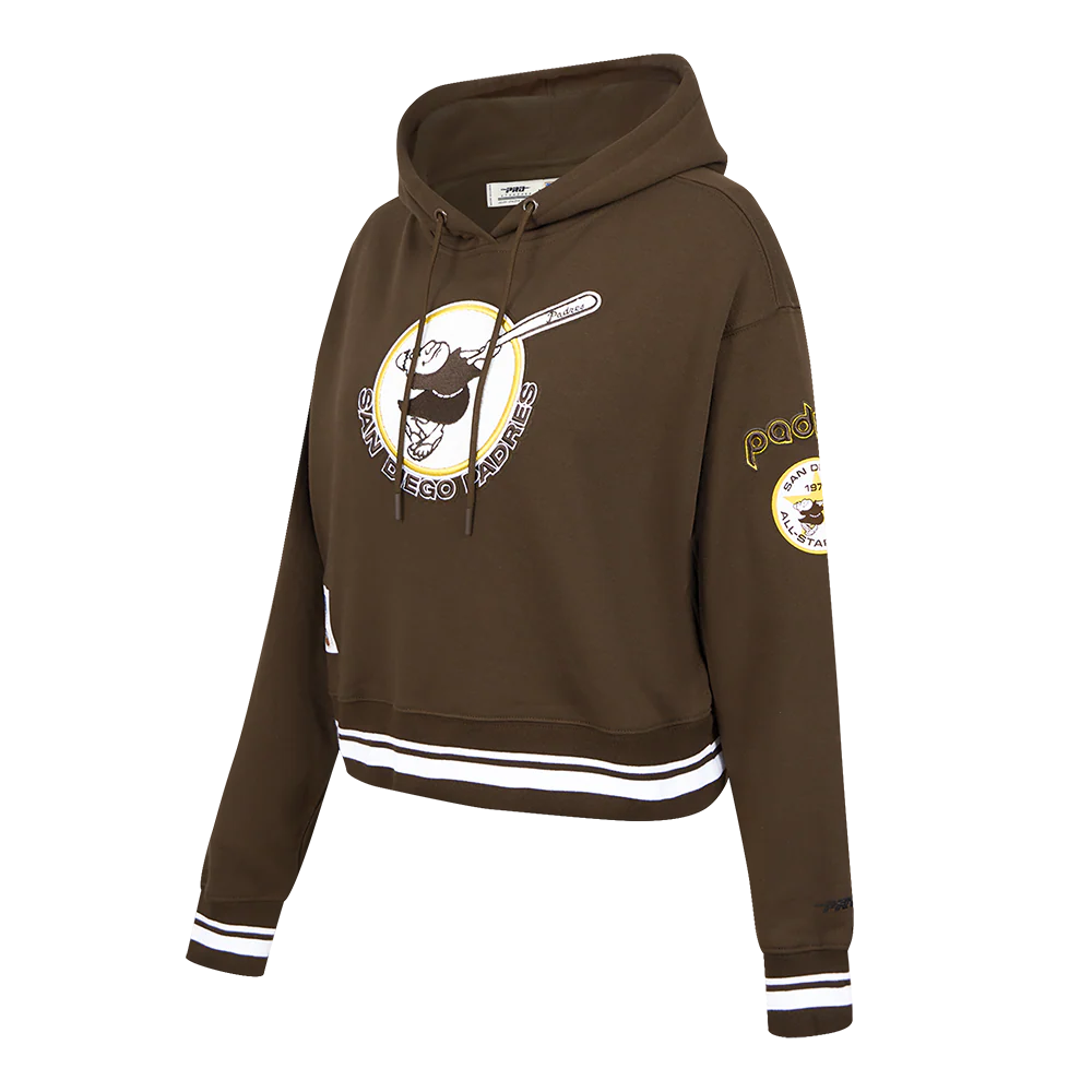 MLB SAN DIEGO PADRES RETRO CLASSIC WOMEN'S RIB CROPPED PULLOVER HOODIE (BROWN) - Image 2