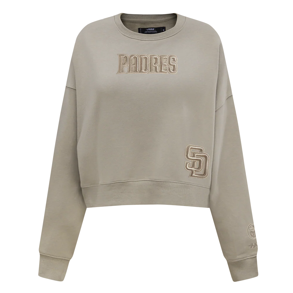 MLB SAN DIEGO PADRES WINGSPAN WOMEN'S FLEECE CREWNECK (TAUPE) - Image 3
