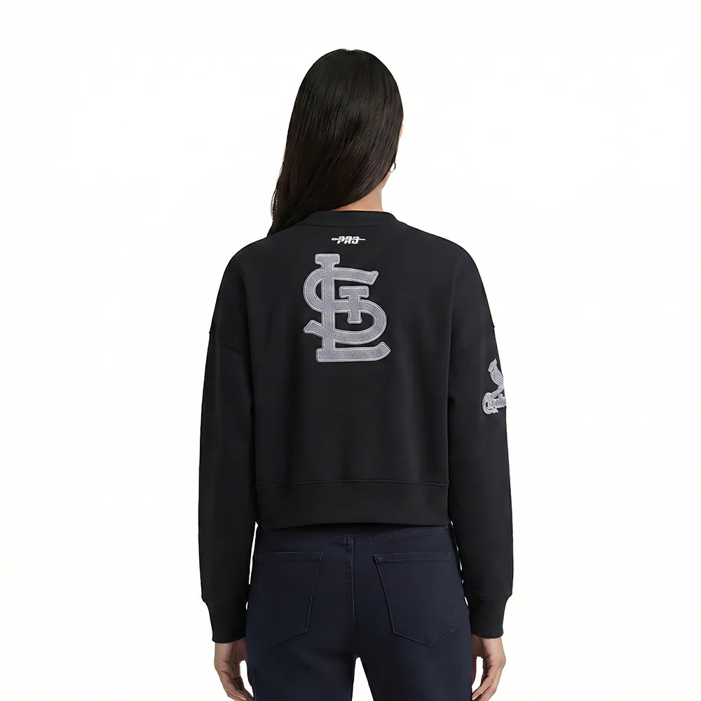 MLB SAN DIEGO PADRES REVERSE FRENCH TERRY WOMEN'S FLEECE CREWNECK (BLACK) - Image 2