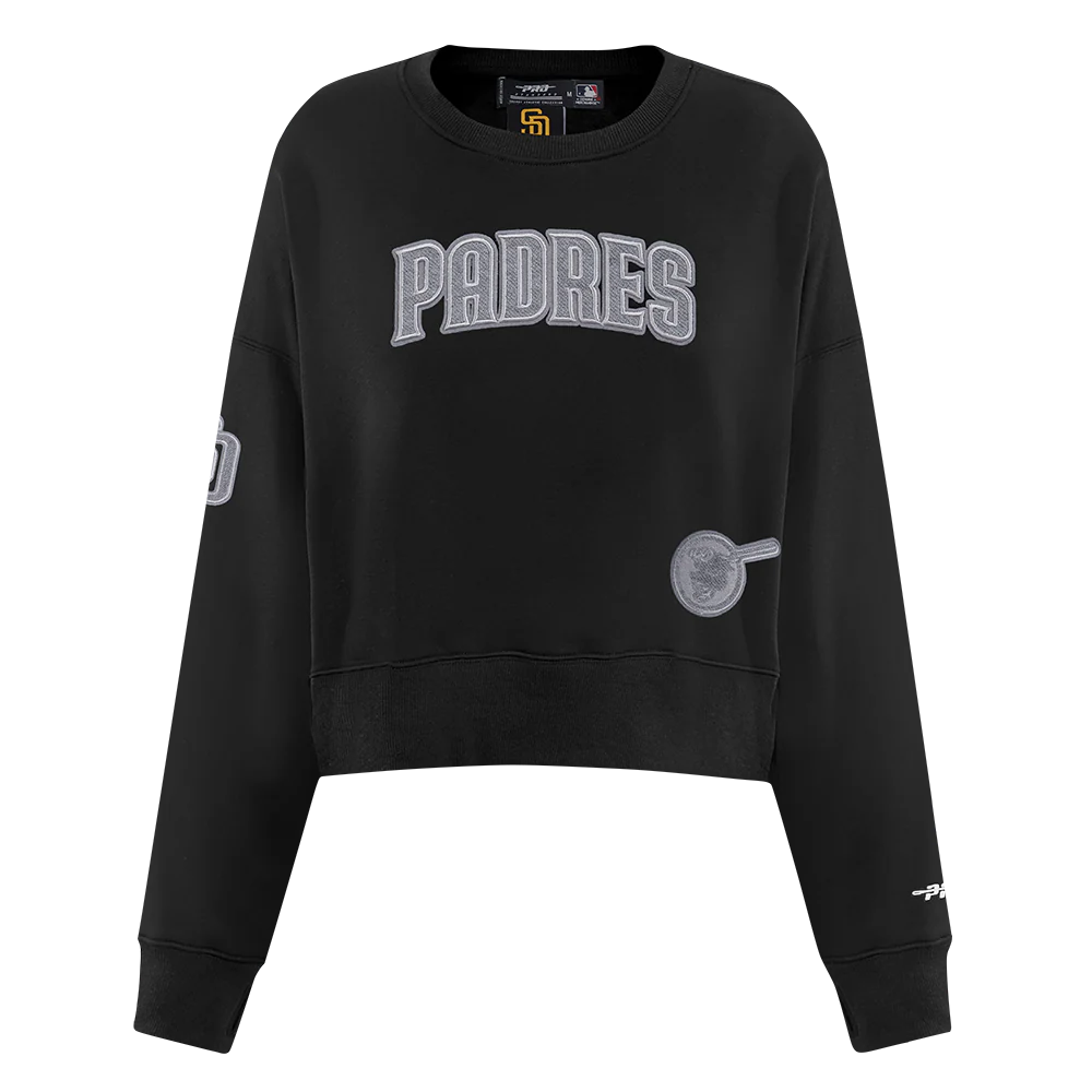MLB SAN DIEGO PADRES REVERSE FRENCH TERRY WOMEN'S FLEECE CREWNECK (BLACK) - Image 5