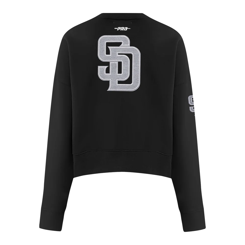 MLB SAN DIEGO PADRES REVERSE FRENCH TERRY WOMEN'S FLEECE CREWNECK (BLACK) - Image 7