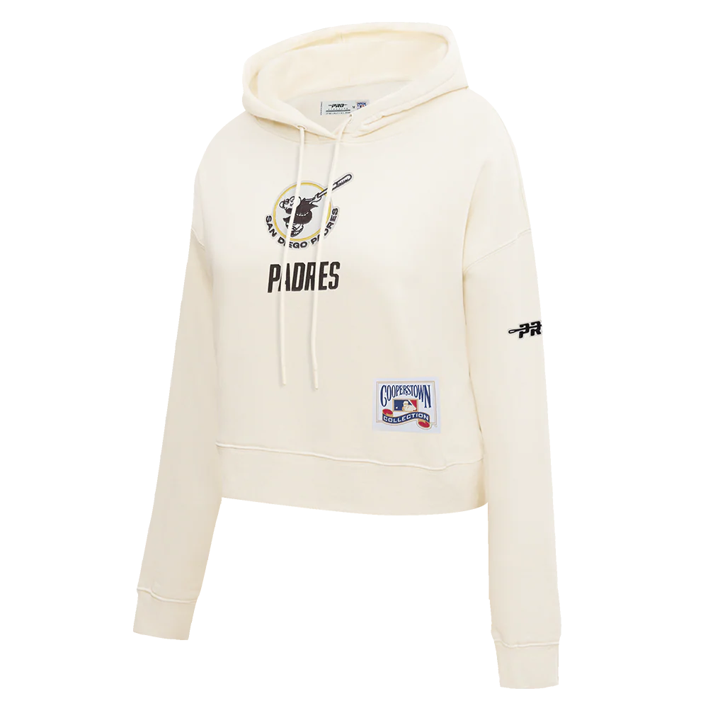 MLB SAN DIEGO PADRES MODERN ORIGINALS WOMEN'S FLC CROPPED PO HOODIE (EGGSHELL) - Image 3