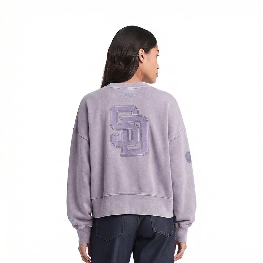 SAN DIEGO PADRES WASHED CLASSIC LILAC WOMEN'S ENZYME WASH FT CREWN (WASHED LILAC GRAY) - Image 2