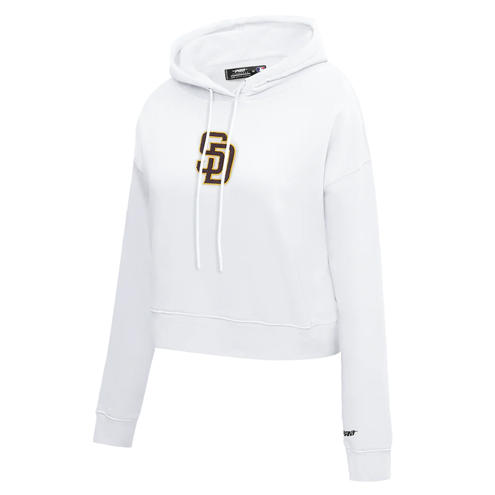 MLB SAN DIEGO PADRES CLASSIC WOMEN'S CROPPED PULLOVER HOODIE (WHITE) - Image 2