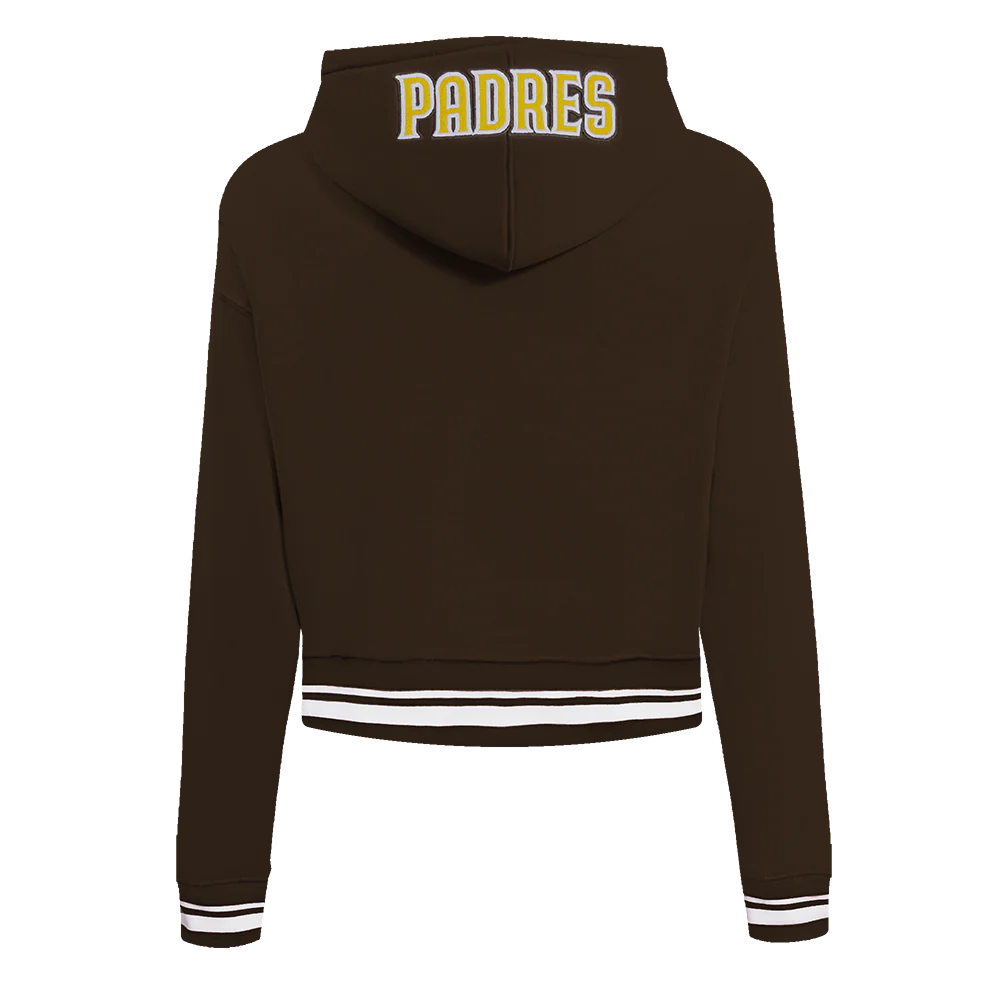 MLB SAN DIEGO PADRES MASHUP WOMEN'S RIB CROPPED PULLOVER HOODIE (BROWN) - Image 3