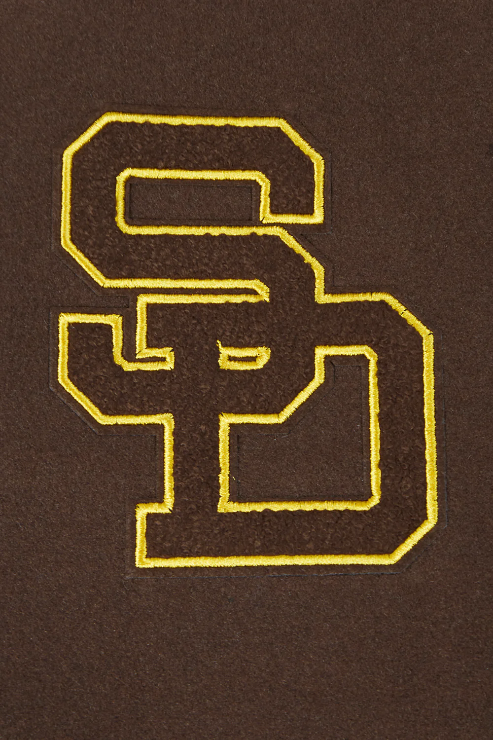 MLB SAN DIEGO PADRES RETRO CLASSIC WOMEN'S RIB WOOL VARSITY JACKET (BROWN/WHITE) - Image 5