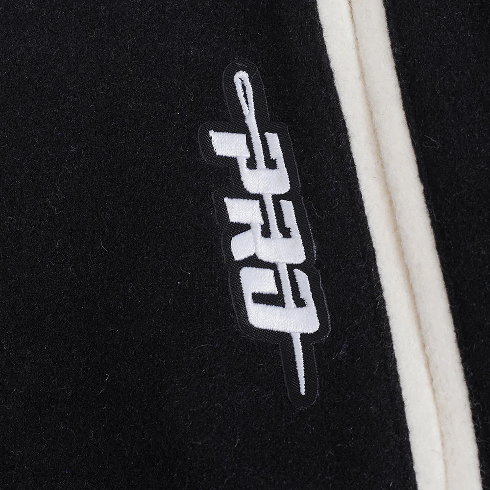 MLB SAN DIEGO PADRES REVERSE FRENCH TERRY WOMEN'S WOOL VARSITY JACKET (BLACK/GRAY/EGGSHELL) - Image 9
