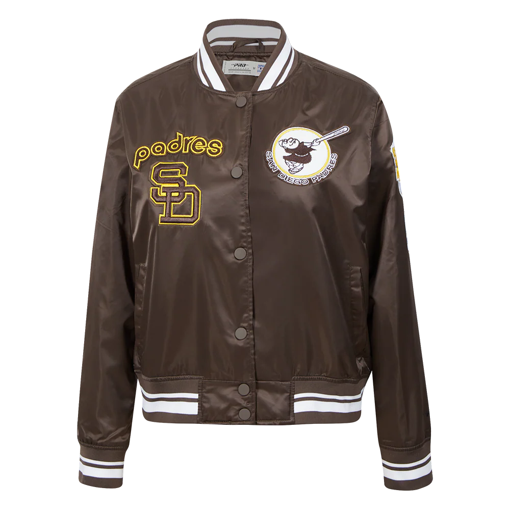 MLB SAN DIEGO PADRES RETRO CLASSIC WOMEN'S RIB SATIN JACKET (BROWN)