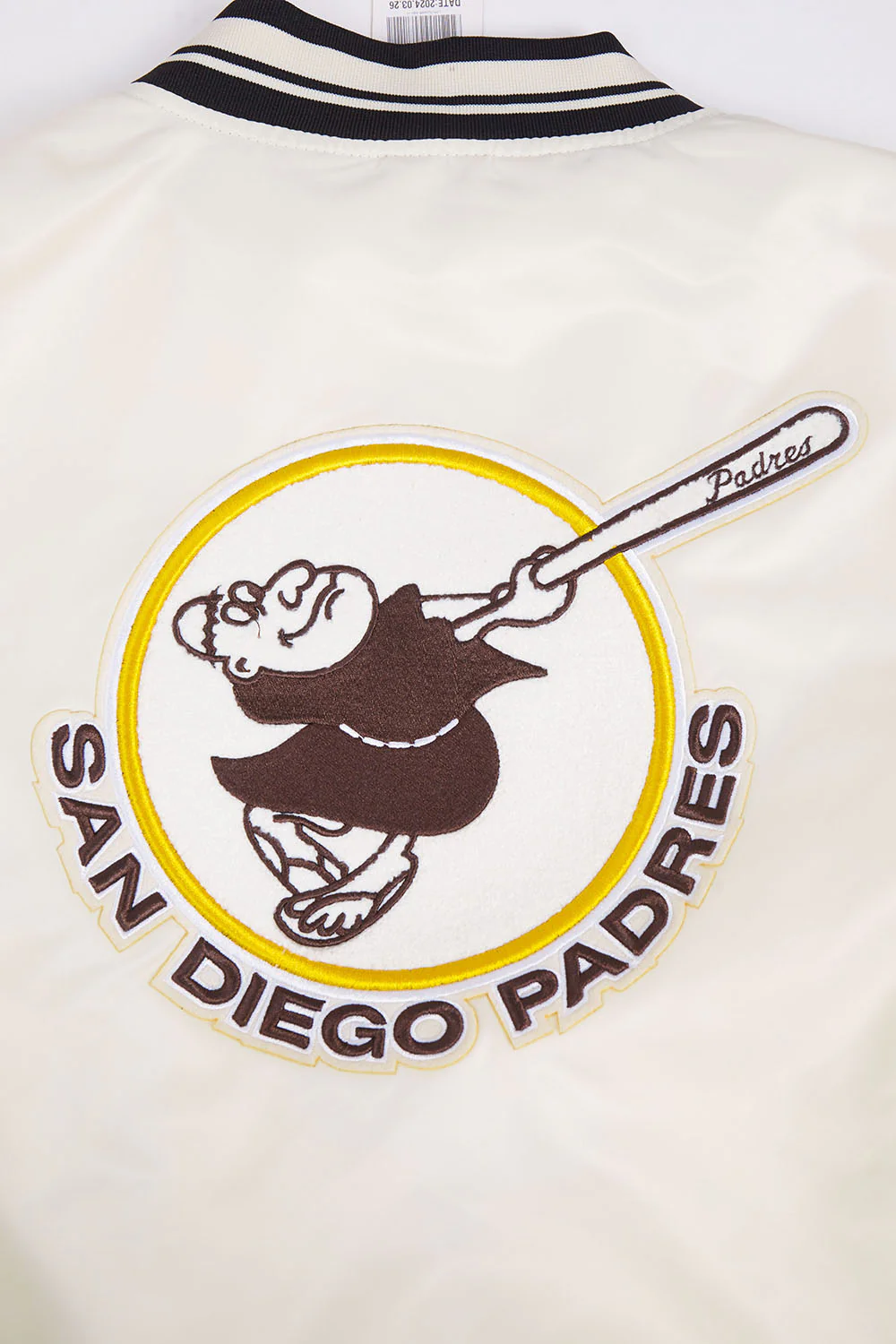 MLB SAN DIEGO PADRES RETRO CLASSIC WOMEN'S RIB SATIN JACKET (EGGSHELL/ BLACK) - Image 9