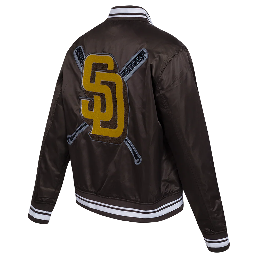 MLB SAN DIEGO PADRES MASHUP WOMEN'S RIB SATIN JACKET (BROWN) - Image 4
