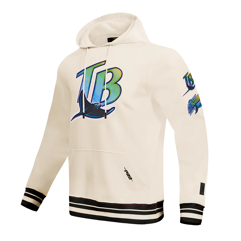 MLB TAMPA DEVIL RAYS RETRO CLASSIC MEN'S PULLOVER HOODIE (EGGSHELL/ MIDNIGHT NAVY) - Image 2