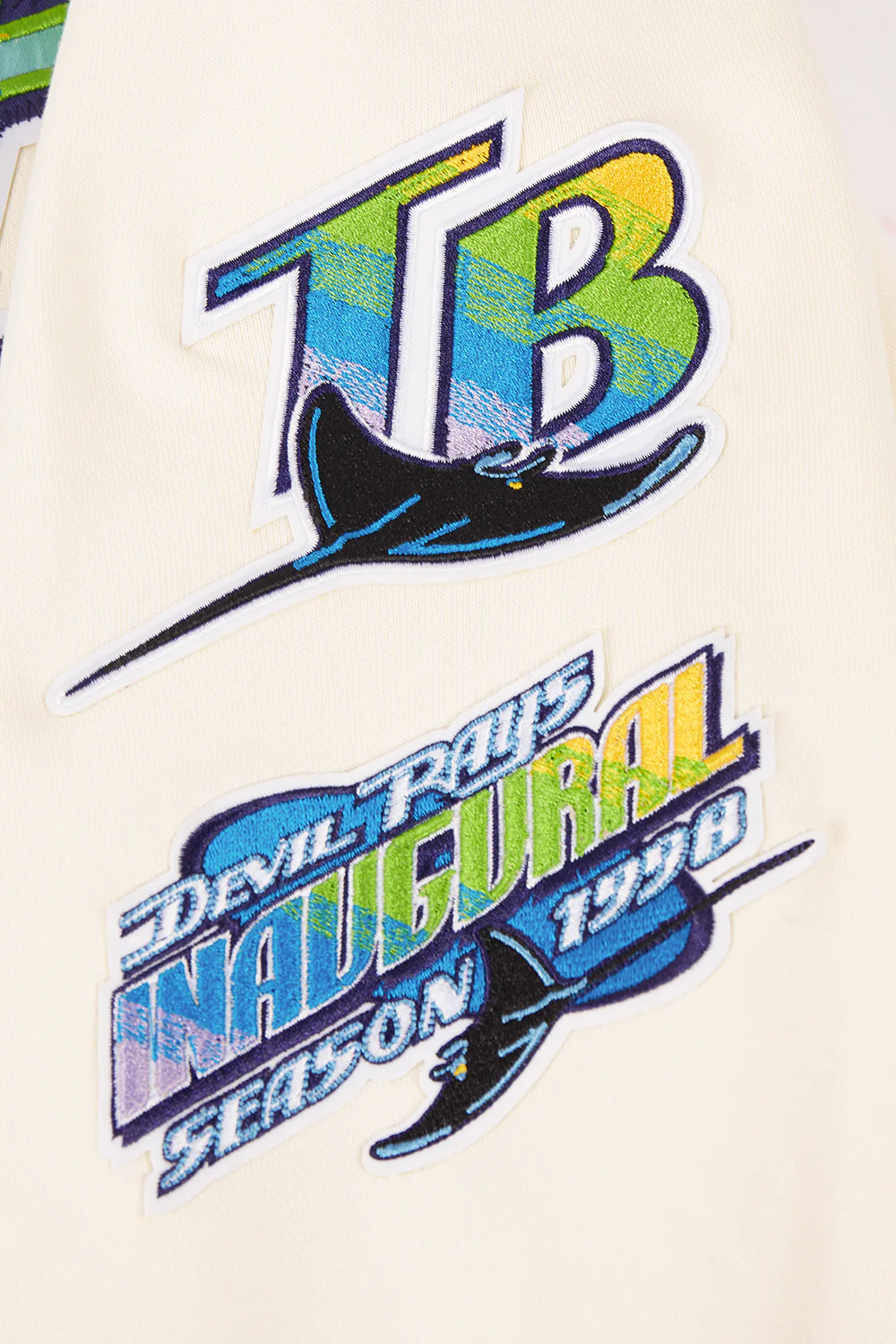 MLB TAMPA DEVIL RAYS RETRO CLASSIC MEN'S PULLOVER HOODIE (EGGSHELL/ MIDNIGHT NAVY) - Image 7