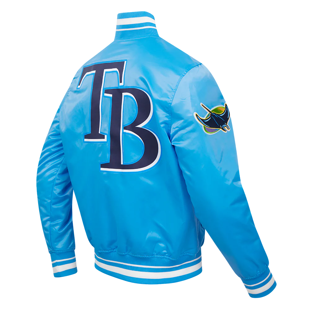 MLB TAMPA BAY RAYS SCRIPT TAIL MEN'S SATIN JACKET (UNIVERSITY BLUE) - Image 4