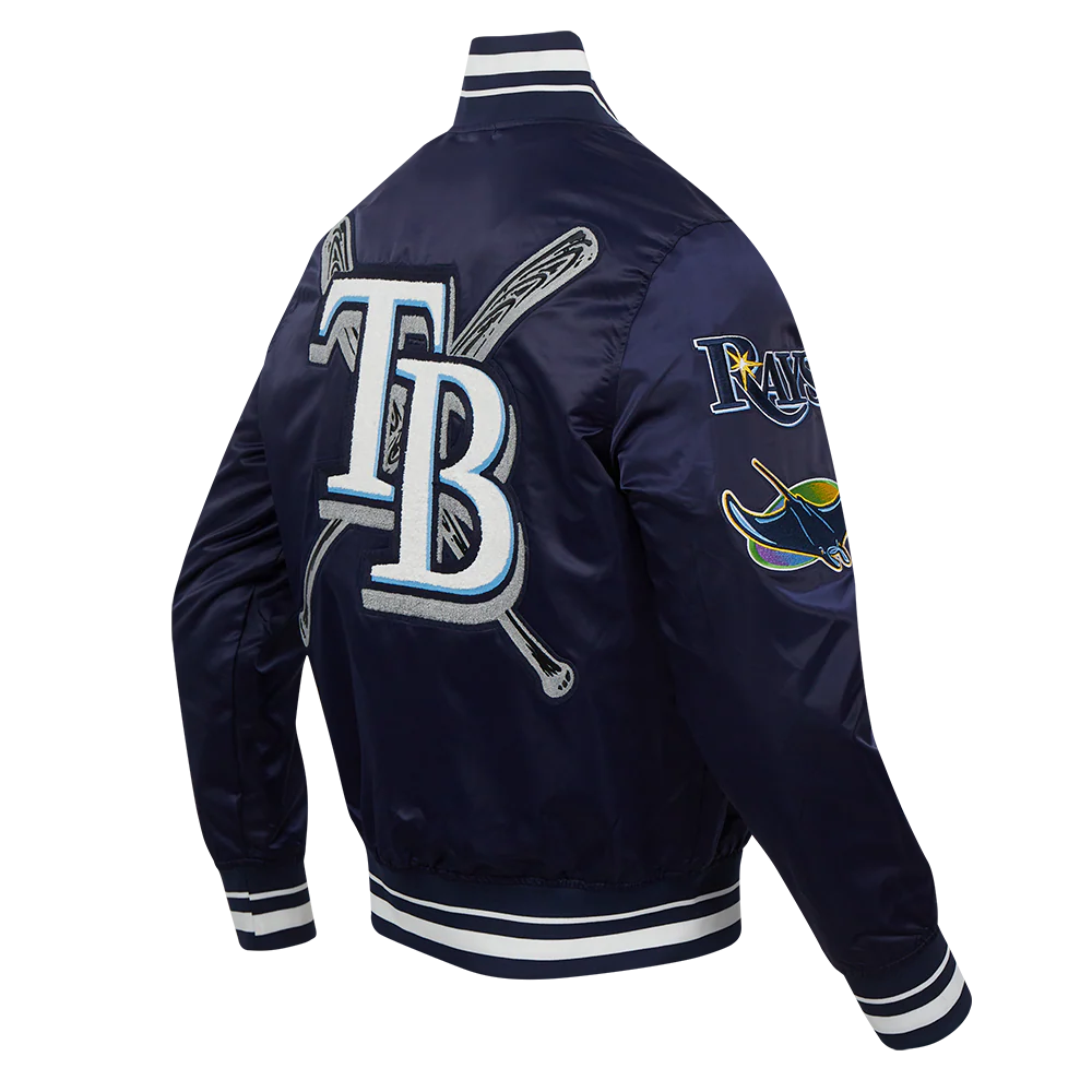 MLB TAMPA BAY RAYS MASHUP MEN'S RIB SATIN JACKET (MIDNIGHT NAVY) - Image 4