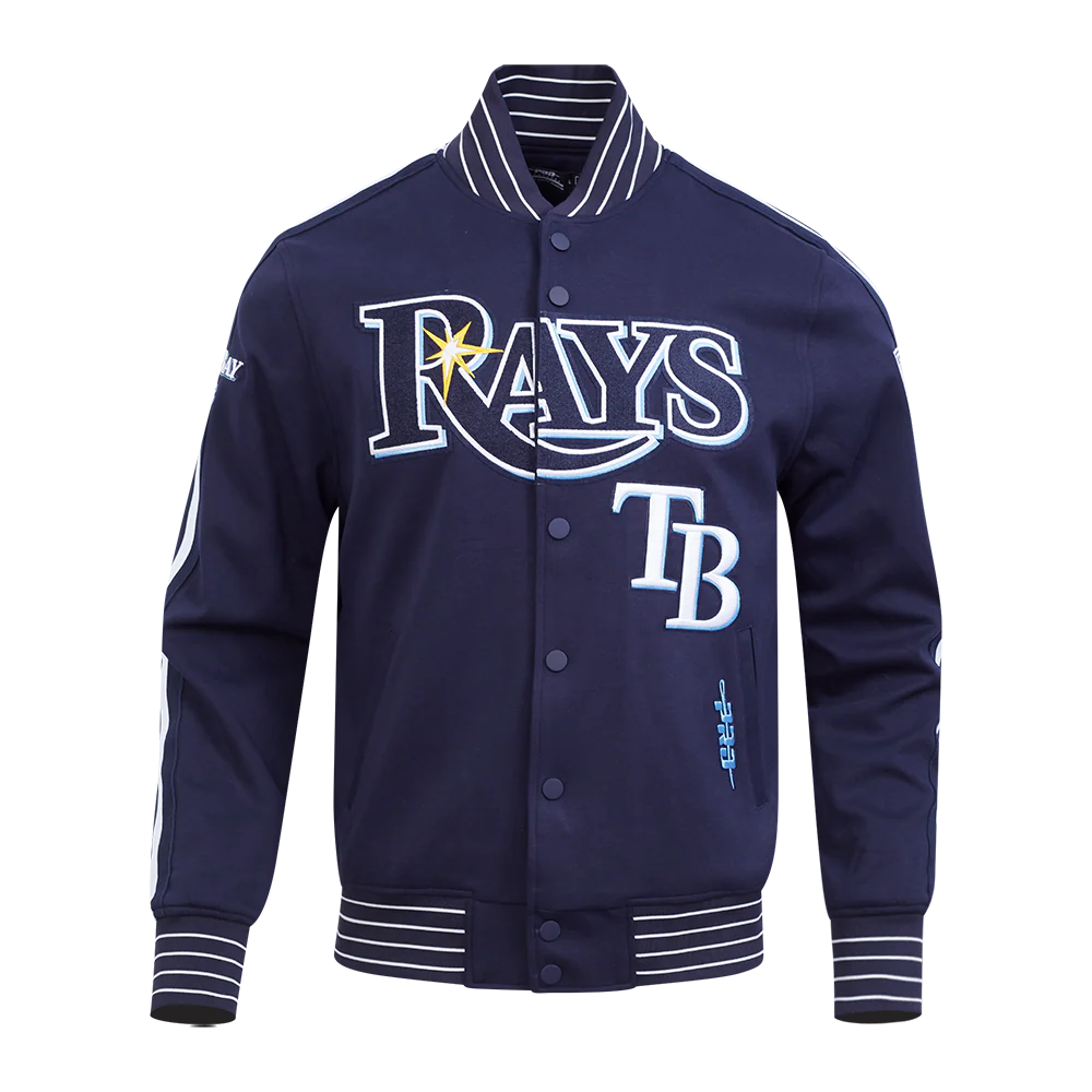 MLB TAMPA BAY RAYS CURRENT LOGO PRO GAME DAY MEN'S DOUBLE KNIT JACKET (MIDNIGHT NAVY/WHITE)