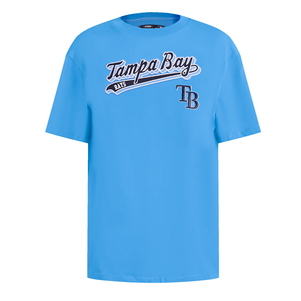MLB TAMPA BAY RAYS SCRIPT TAIL WOMEN'S BOYFRIEND TOP (UNIVERSITY BLUE)