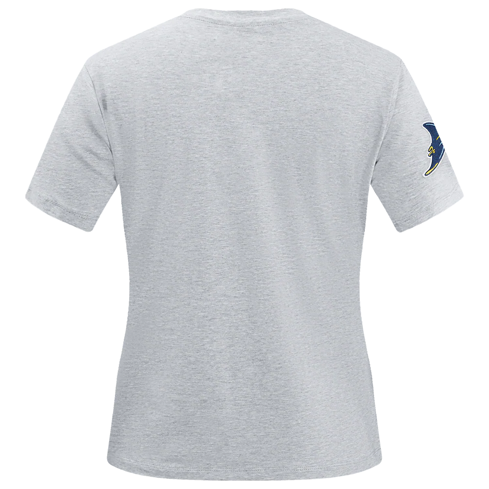 MLB TAMPA BAY RAYS CLASSIC SHORT SLEEVE WOMEN'S SINGLE JERSEY SLIM FIT TOP (HEATHER GREY) - Image 3