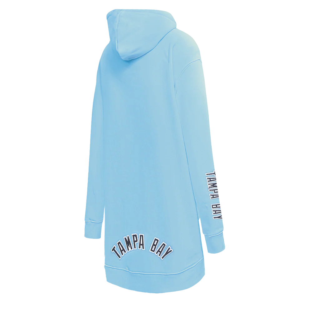 MLB TAMPA BAY RAYS CLASSIC WOMEN'S FLEECE HOODIE DRESS (UNIVERSITY BLUE) - Image 4