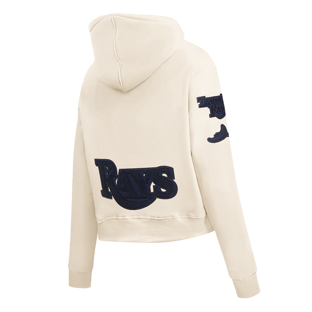 MLB TAMPA BAY RAYS TRIPLE TONAL WOMEN'S DOUBLE KNIT FULL ZIP HOODIE (EGGSHELL) - Image 4