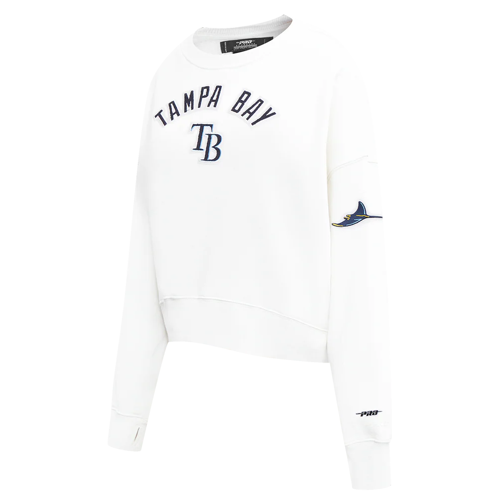 MLB TAMPA BAY RAYS CLASSIC WOMEN'S FLEECE CREWNECK (WHITE) - Image 2