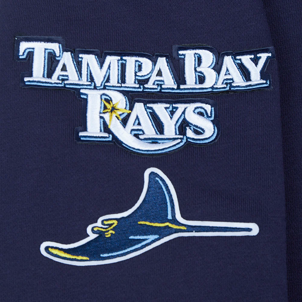 MLB TAMPA BAY RAYS CLASSIC WOMEN'S FLEECE CROPPED PULLOVER HOODIE (UNIVERSITY BLUE) - Image 6