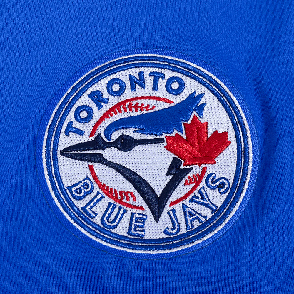 MLB TORONTO BLUE JAYS CLASSIC CHENILLE MEN'S DOUBLE KNIT SHORT SLEEVE PULLOVER HOODIE (ROYAL BLUE) - Image 8