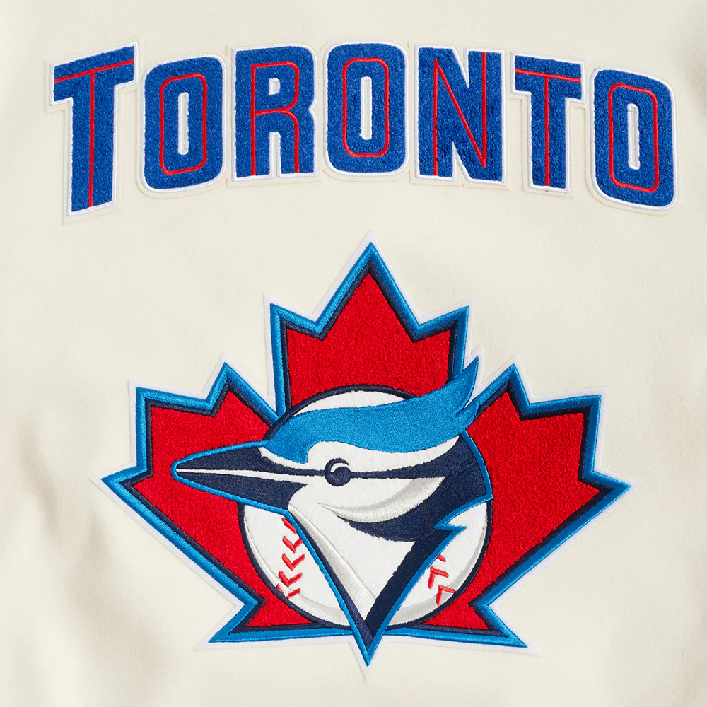 MLB TORONTO BLUE JAYS RETRO CLASSIC MEN'S RIB WOOL VARSITY JACKET (EGGSHELL/ UNIVERSITY BLUE) - Image 6