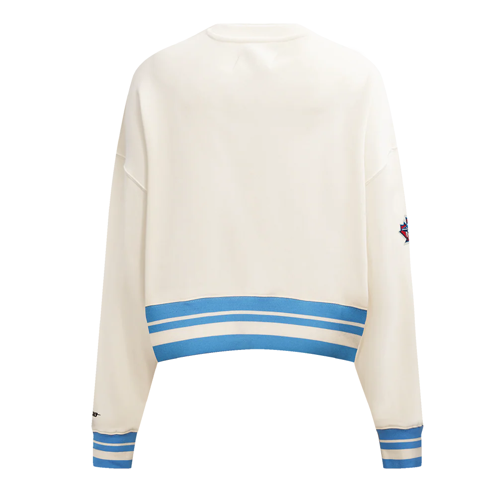 MLB TORONTO BLUE JAYS RETRO CLASSIC WOMEN'S RIB CREWNECK (EGGSHELL/ UNIVERSITY BLUE) - Image 3