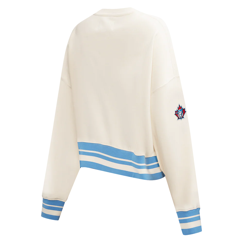MLB TORONTO BLUE JAYS RETRO CLASSIC WOMEN'S RIB CREWNECK (EGGSHELL/ UNIVERSITY BLUE) - Image 4