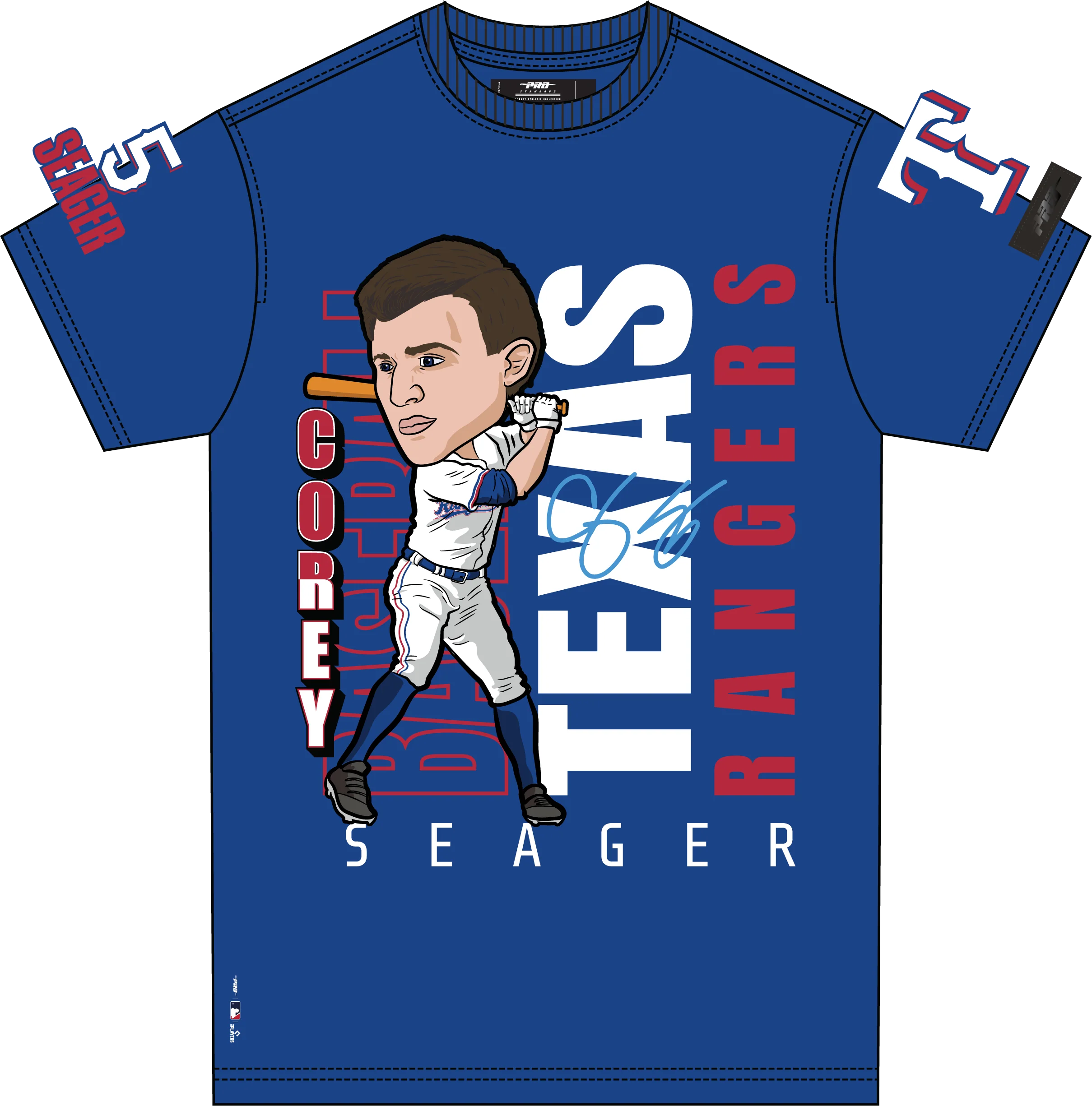 MLB TEXAS RANGERS COREY SEAGER #5 REMIX AVATAR SINGLE JERSEY MEN'S TOP (ROYAL BLUE) - Image 5