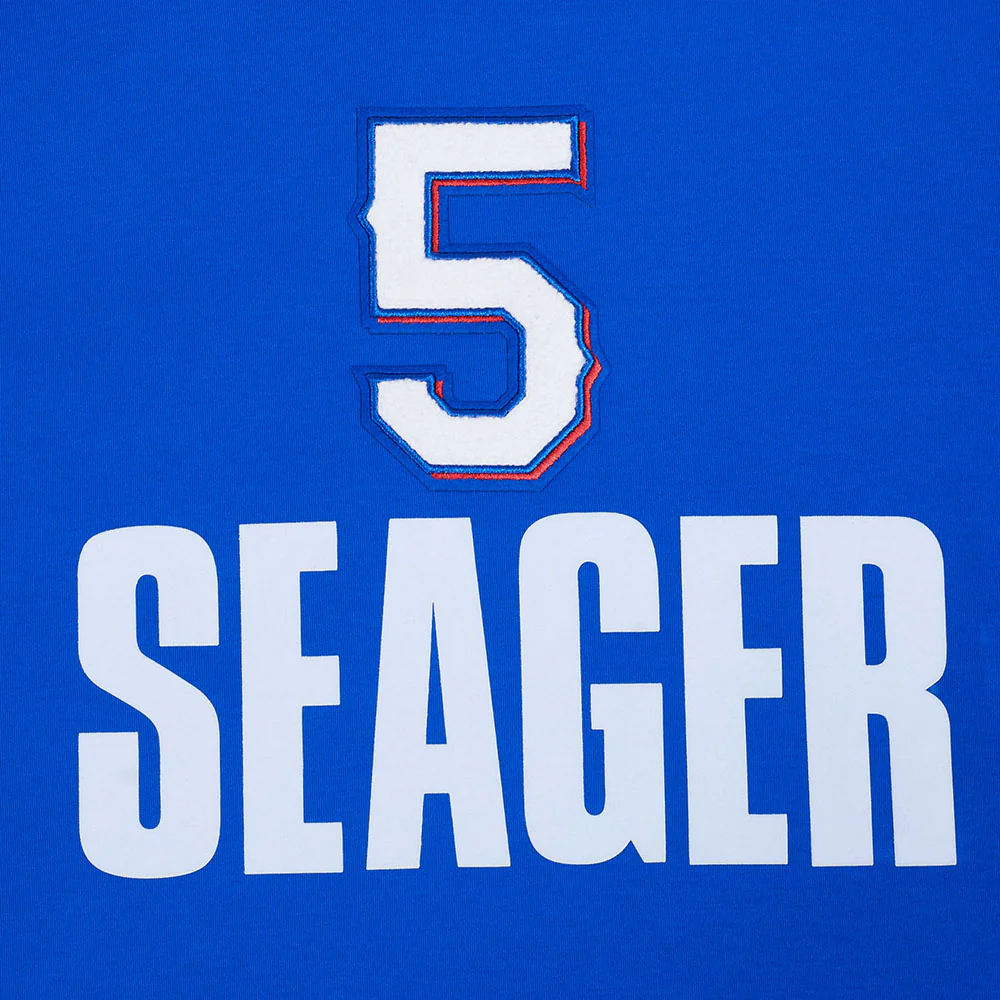 MLB TEXAS RANGERS COREY SEAGER #5 CLASSIC MEN'S SHORT SLEEVE PULLOVER HOODIE (ROYAL BLUE) - Image 5