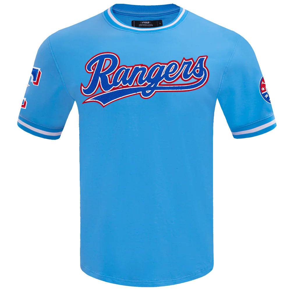 MLB TEXAS RANGERS CLASSIC CHENILLE MEN'S DOUBLE KNIT TOP (UNIVERSITY BLUE)