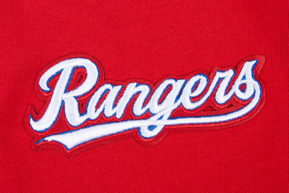MLB TEXAS RANGERS SCRIPT TAIL MEN'S RIB FLEECE PULLOVER HOODIE (RED) - Image 6