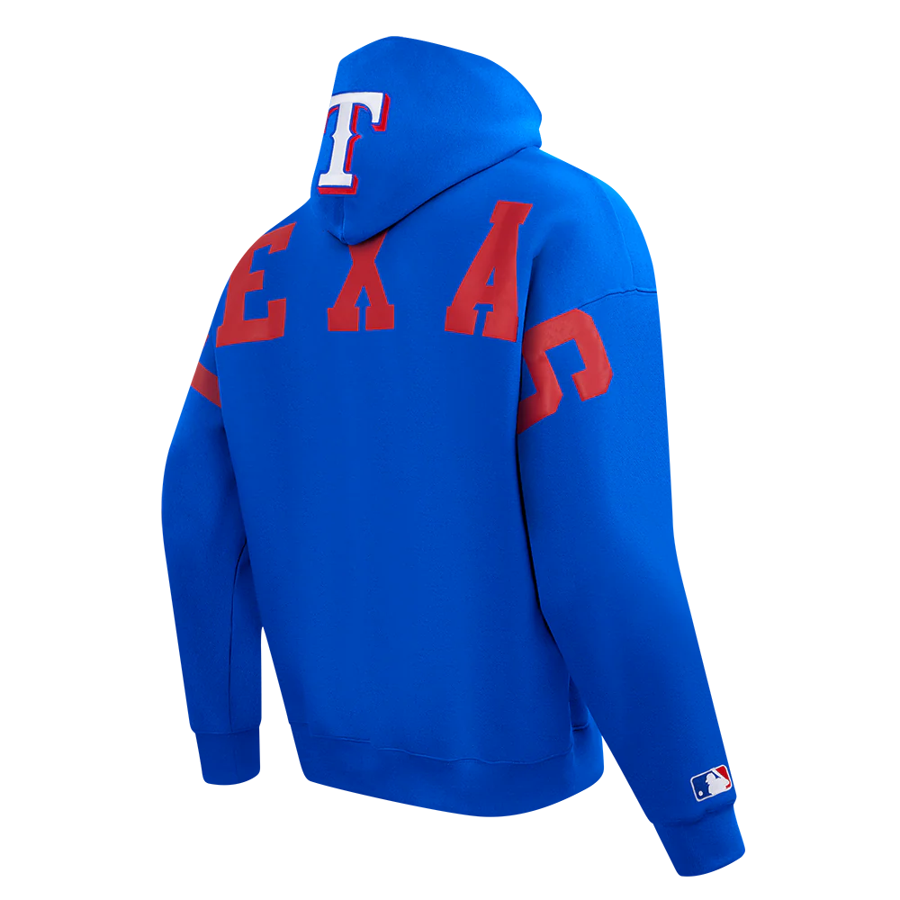 MLB TEXAS RANGERS WINGSPAN MEN'S DROP SHOULDER FLEECE PULLOVER HOODIE (ROYAL BLUE) - Image 4