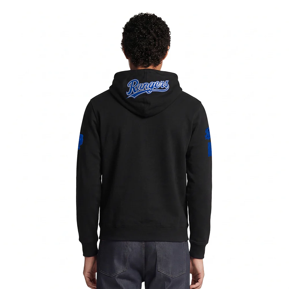 MLB TEXAS RANGERS TC TONAL OUTLINE MEN'S DK FZ PO HOODIE (BLACK) - Image 2