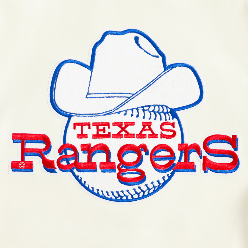 MLB TEXAS RANGERS RETRO CLASSIC MEN'S RIB VARSITY JACKET (EGGSHELL/ROYAL BLUE) - Image 7