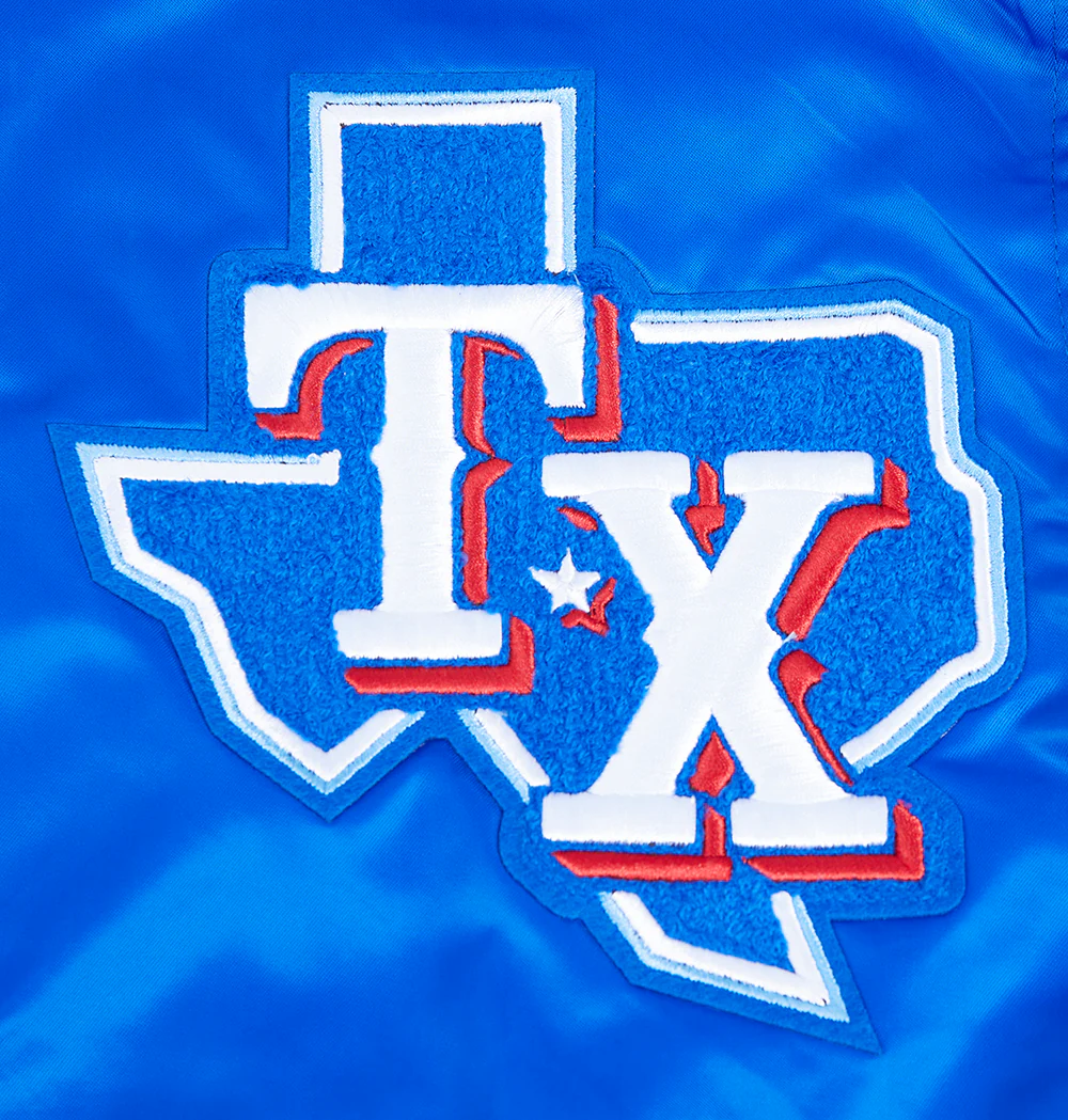 MLB TEXAS RANGERS MASHUP MEN'S RIB SATIN JACKET (ROYAL BLUE/RED) - Image 6