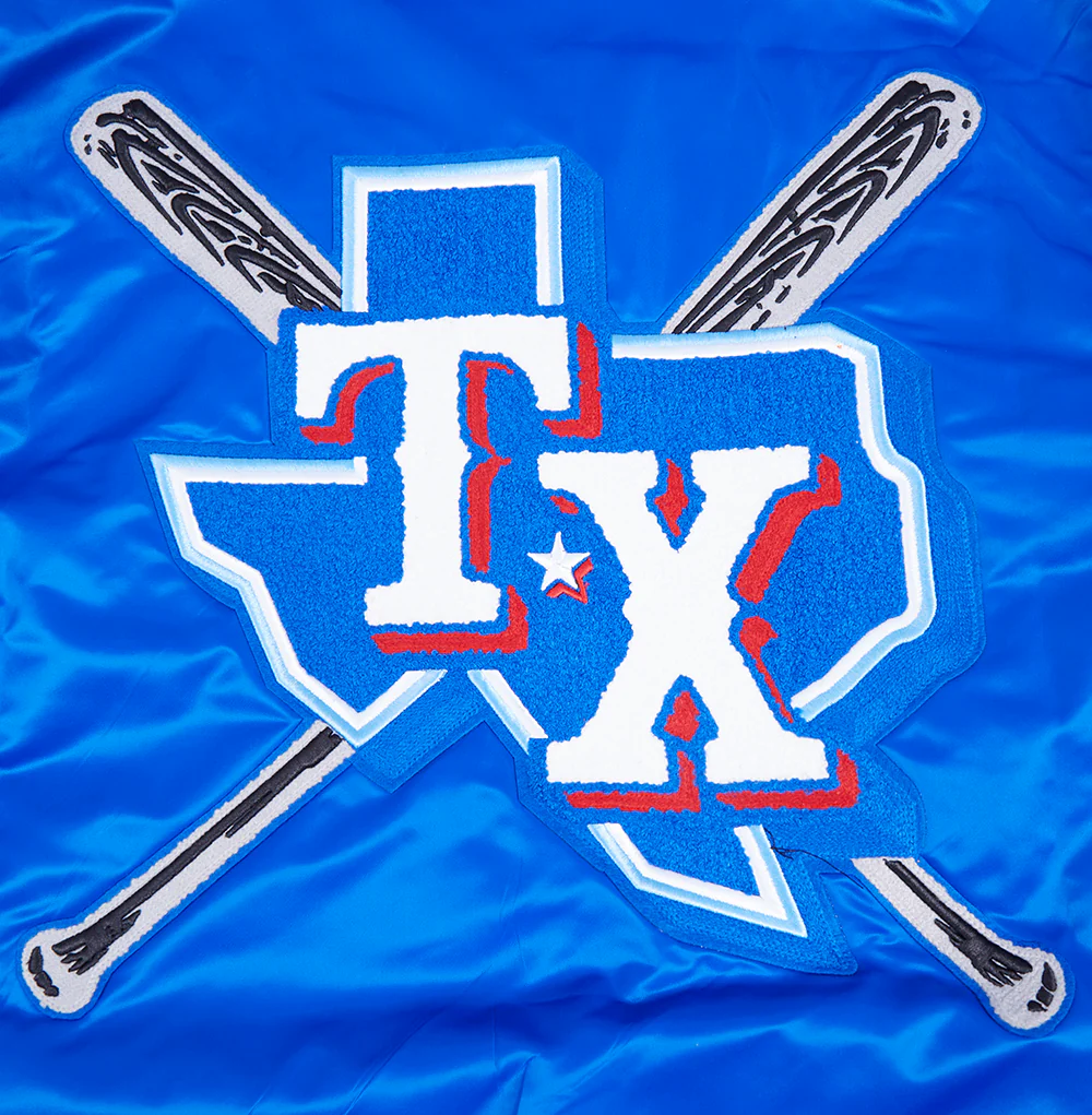 MLB TEXAS RANGERS MASHUP MEN'S RIB SATIN JACKET (ROYAL BLUE/RED) - Image 9