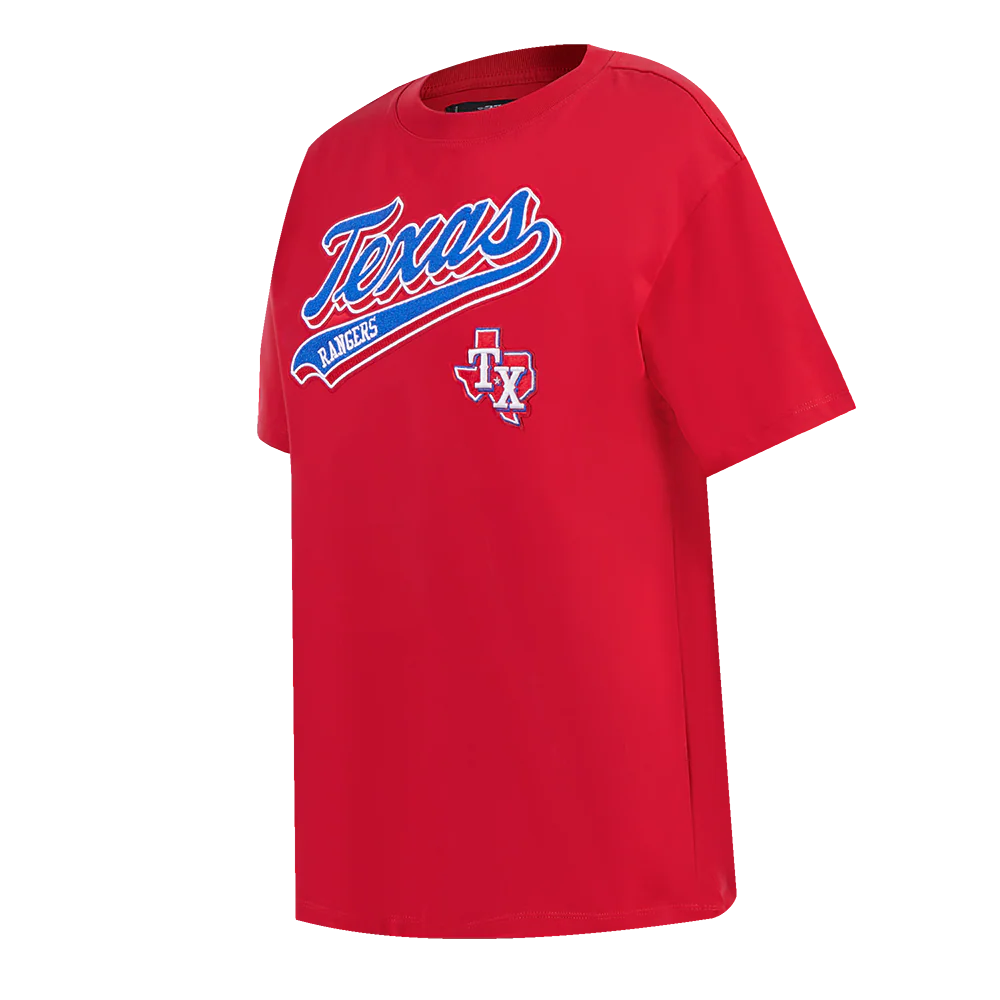 MLB TEXAS RANGERS SCRIPT TAIL WOMEN'S BOYFRIEND TOP (RED) - Image 2