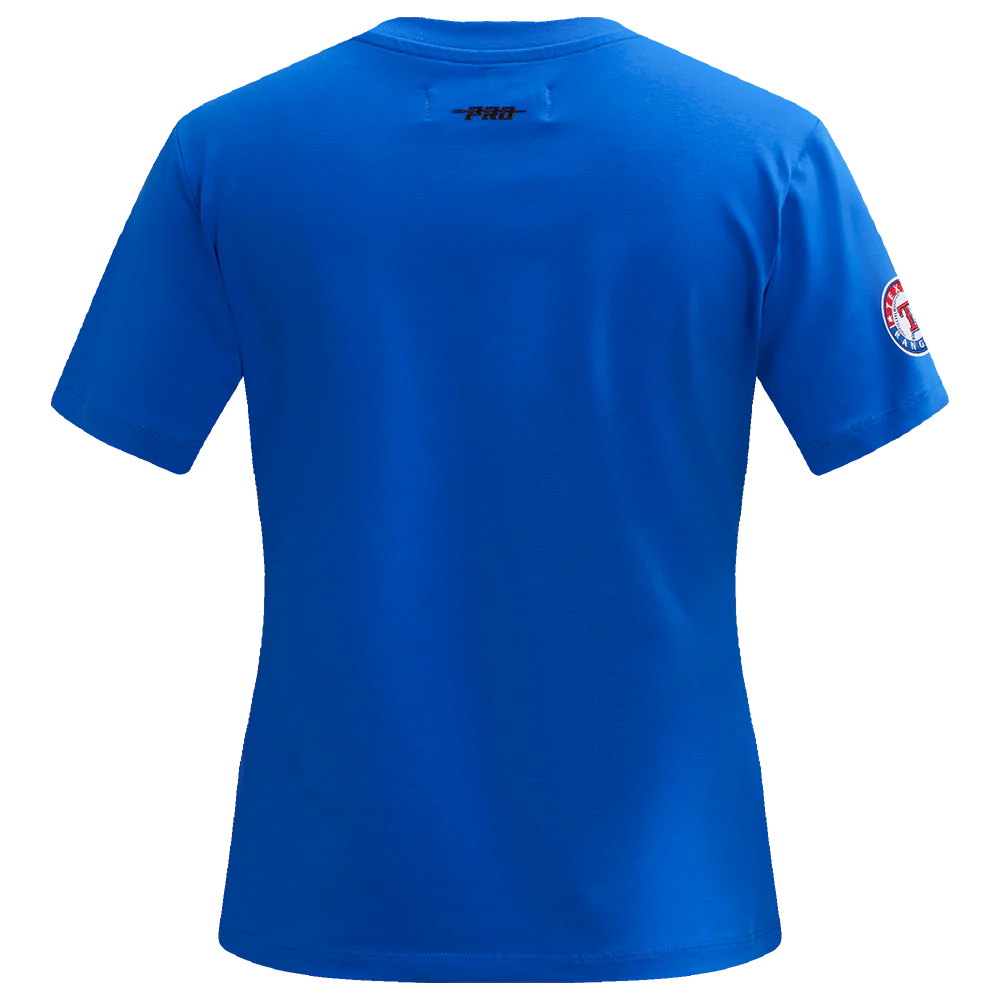 MLB TEXAS RANGERS CLASSIC SHORT SLEEVE WOMEN'S SINGLE JERSEY SLIM FIT TOP (ROYAL BLUE) - Image 3