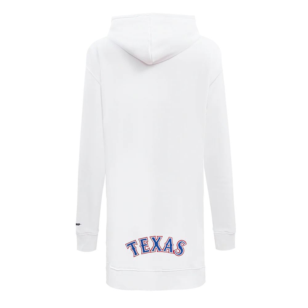 MLB TEXAS RANGERS CLASSIC WOMEN'S FLEECE HOODIE DRESS (WHITE) - Image 3