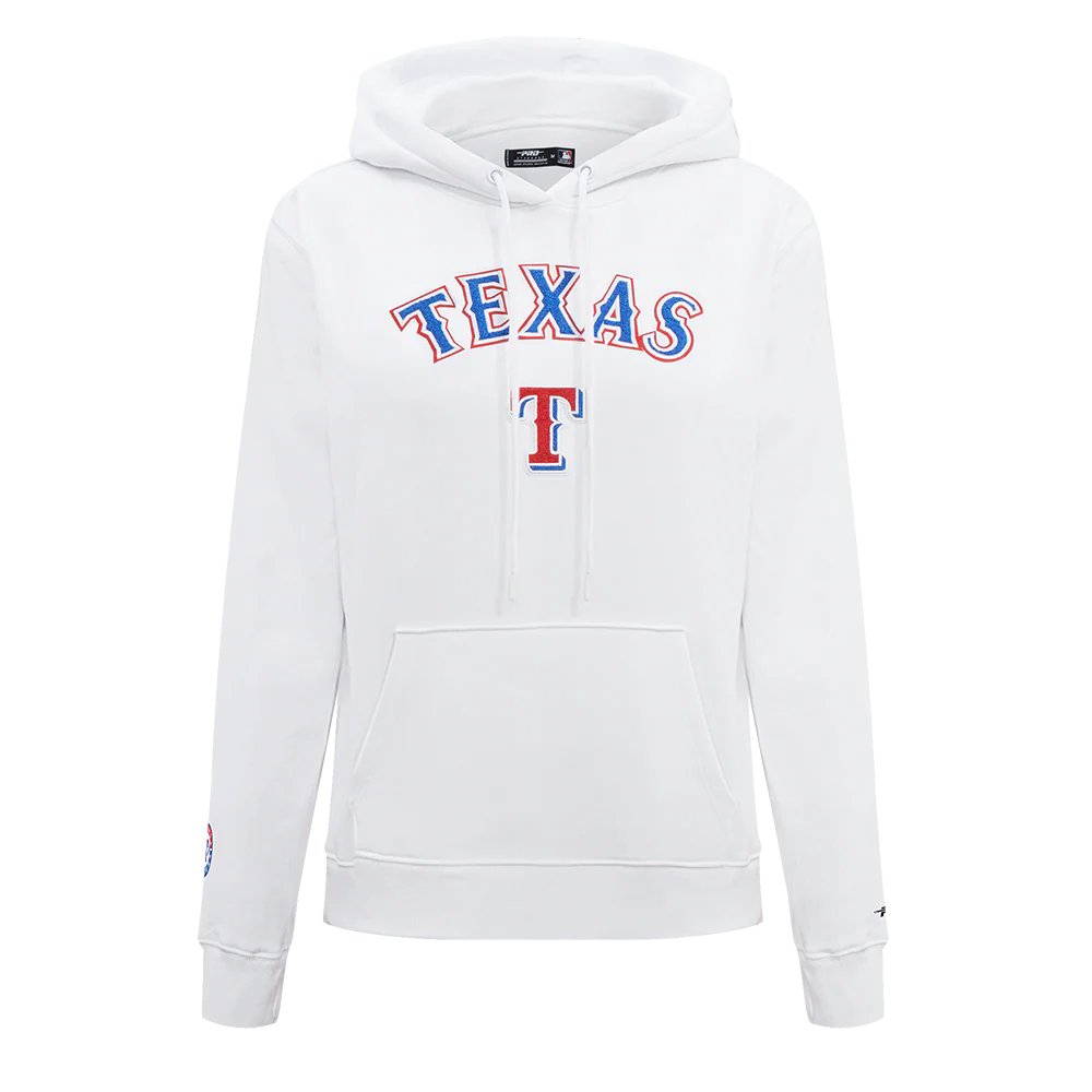MLB TEXAS RANGERS CLASSIC WOMEN'S FLEECE PULLOVER HOODIE (WHITE)