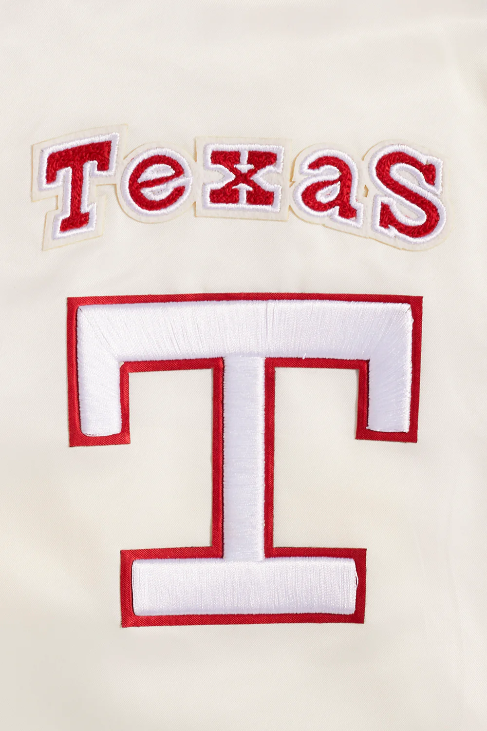 MLB TEXAS RANGERS RETRO CLASSIC WOMEN'S RIB SATIN JACKET (EGGSHELL/ROYAL BLUE) - Image 5