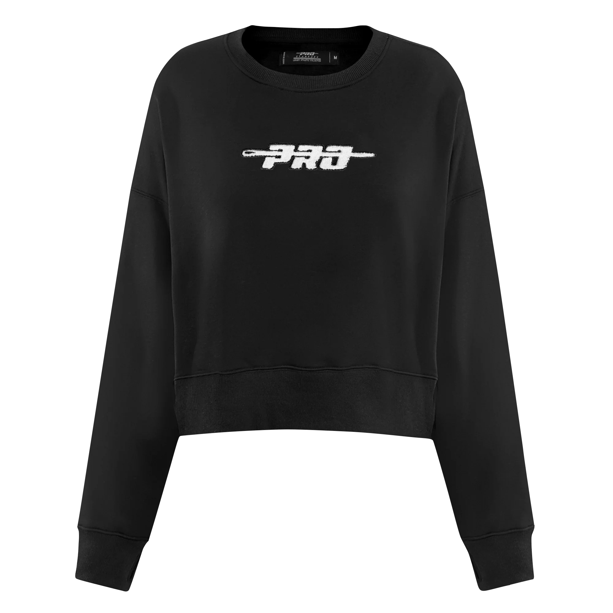 PRO STANDARD CLASSIC CHENILLE WHT LOGO WOMEN'S FLC CREWNECK (BLACK)