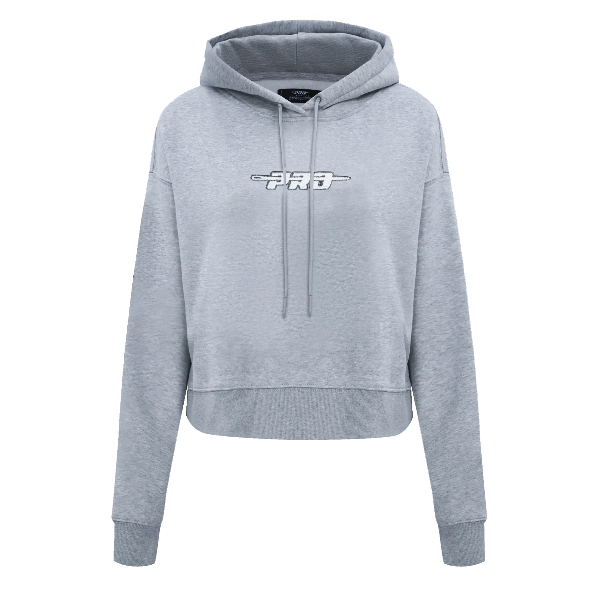 PRO STANDARD CLASSIC CHENILLE WHT LOGO WOMEN'S FLC CROPPED PO HOODIE (DARK HEATHER GRAY)