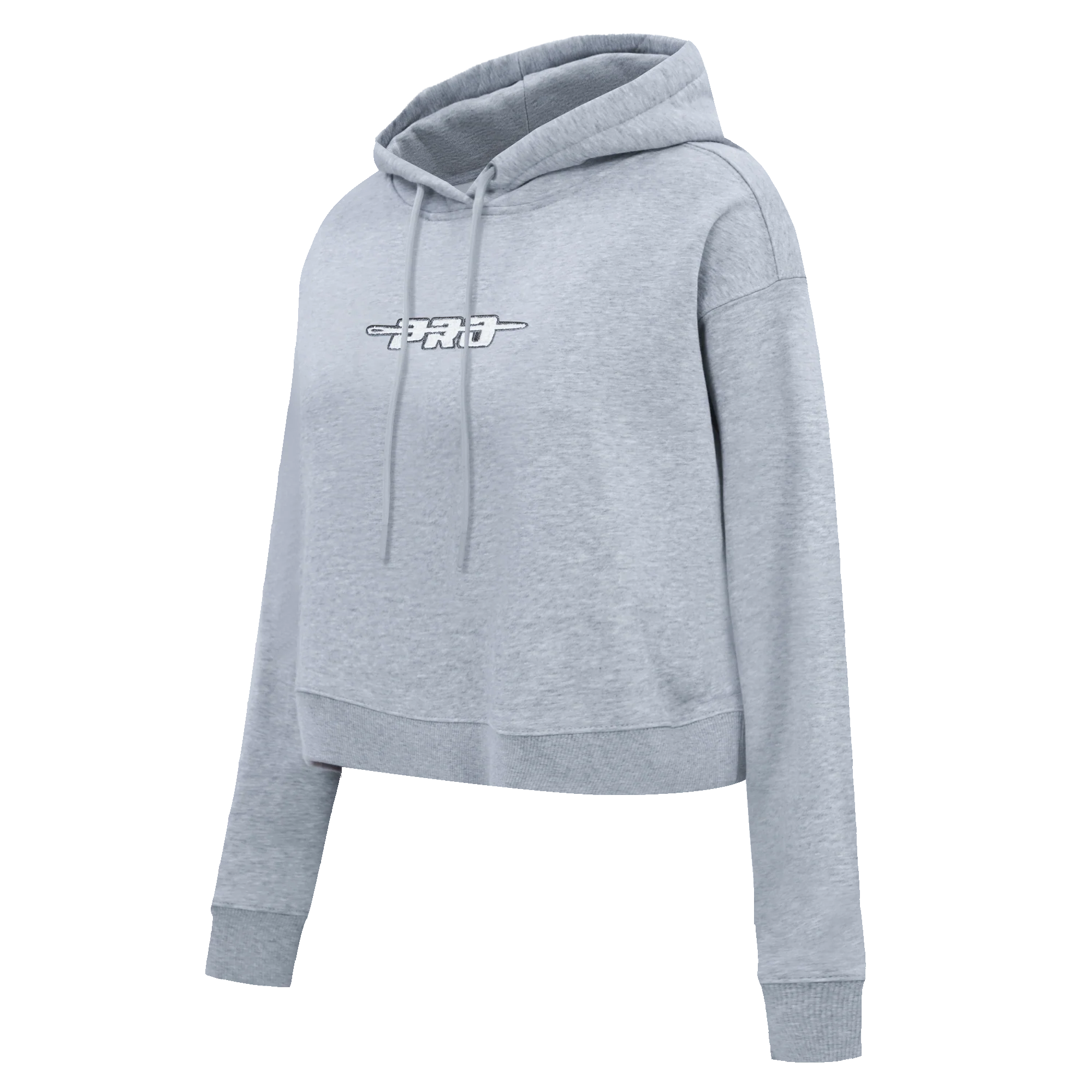 PRO STANDARD CLASSIC CHENILLE WHT LOGO WOMEN'S FLC CROPPED PO HOODIE (DARK HEATHER GRAY) - Image 2