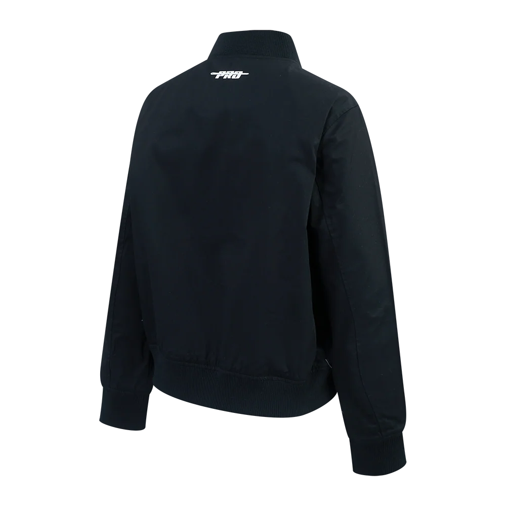 PRO STANDARD CLASSIC CHENILLE WHT LOGO WOMEN'S TWILL JACKET (BLACK) - Image 4