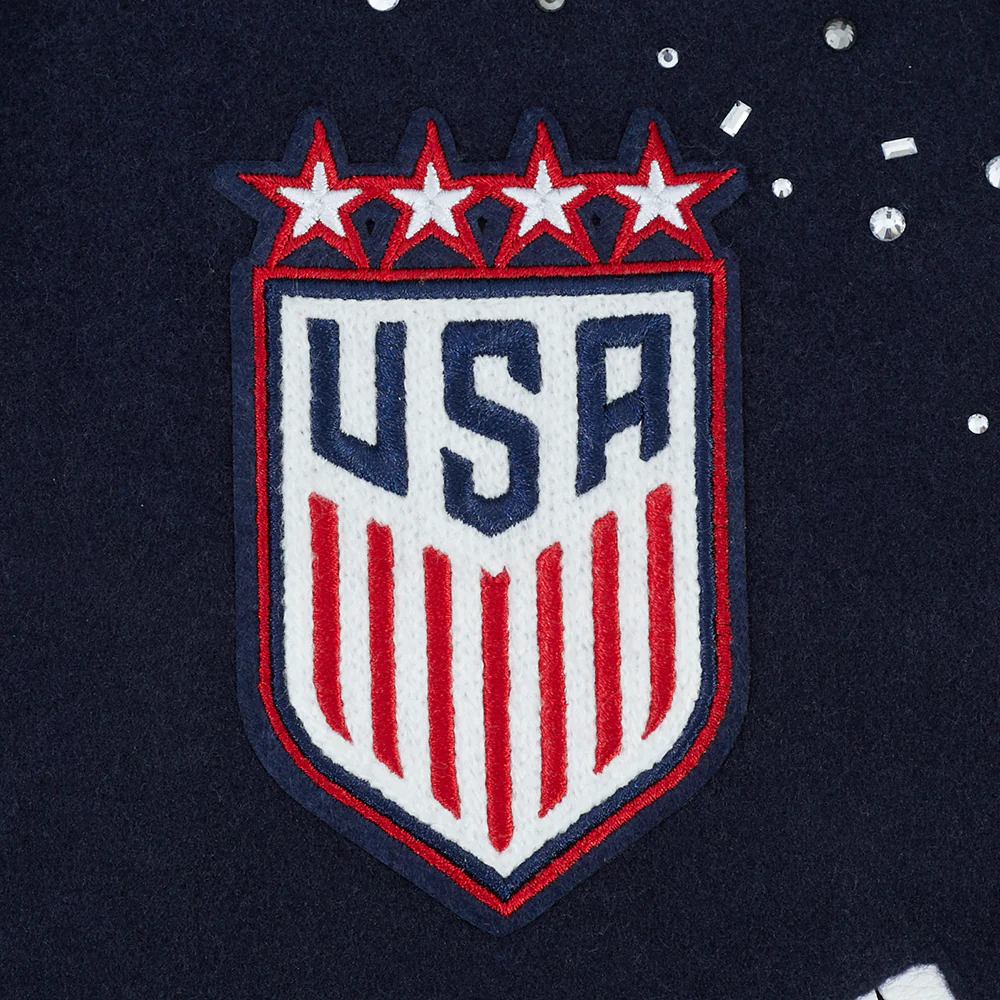 US SOCCER WNT LEGACY WOMEN'S CROPPED RIB WOOL VARSITY JACKET (MIDNIGHT NAVY/RED/MIDNIGHT NAVY) - Image 5